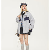 Unisex Jacket Fall Mechanical Style Shell Jacket Hooded Jacket Men and Women Baggy Coat